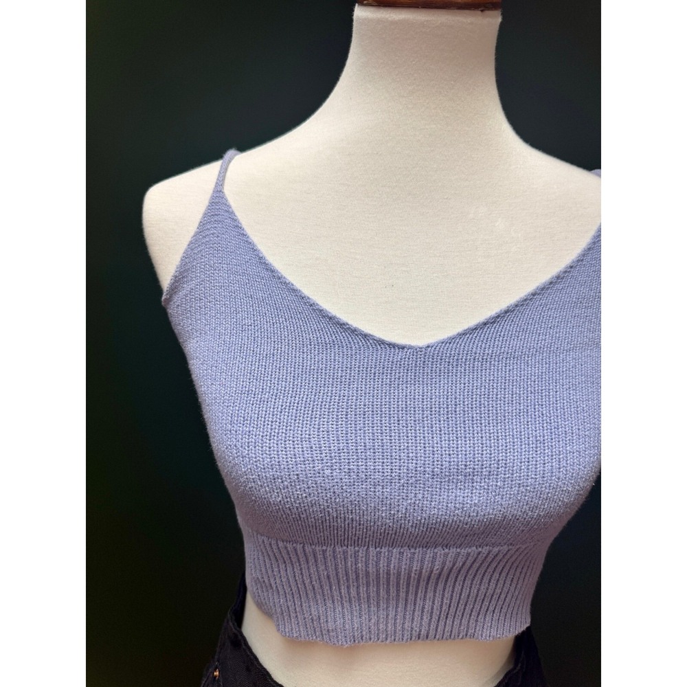 Brandy Melville Purple Knit V-Neck Cropped Tank Women's‎ XS